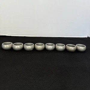 Set 8 Anelli Tovagliolo Vintage Casale Rustico Industriale Metallo Argento Primitivo - Foto 1 di 8