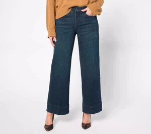 NYDJ Teresa Wide Leg Ankle Jeans w/ 3" Wide Hem Obsidian Blue 4 New - Picture 1 of 4
