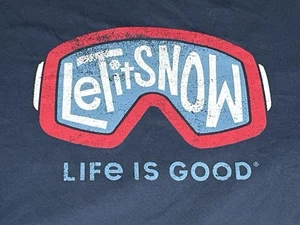 Life is Good Mens XXL Let It Snow Long Sleeve Blue Shirt - Picture 1 of 6