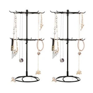 2Pcs 2 Tier Rotating Necklace Holder Jewelry Tree Bracelet Stand Display Orga... - Picture 1 of 7
