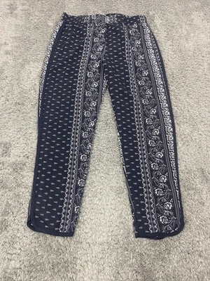Mud Pie Pants Women Small Black Paisley High Rise Pull On Crop Whimsigoth Grudge - Image 1 of 4
