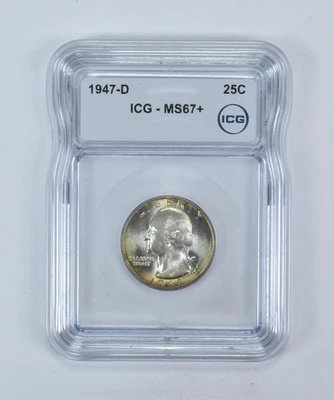 1947-D Washington Quarter MS67+ ICG Beautiful Tone *5882 - Image 1 of 3