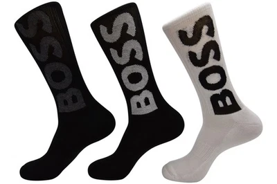 Hugo Boss Men's 3-Pairs Short Socks Boss Large Logo Black/White Size: 7-13 - Image 1 of 2