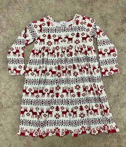 Vestido Hanna Andersson Niñas 150/12 Reno Franela Imperio Cintura Vacaciones Invierno - Imagen 1 de 4