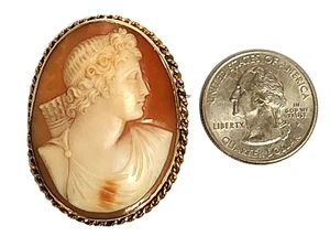Antique Victorian Carved Cameo Greek God Apollo GF Pendant / Brooch 1.75" x 1.25 - Picture 1 of 9