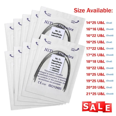 10 pacotes de fio de arco ortodôntico dentário retangular Niti super elástico superior/inferior - Imagem 1 de 4