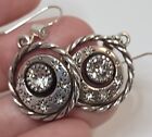 Brighton Halo Eclipse Earrings Clear Crystals Round Hoop French Wire 2 Sides