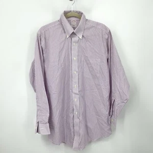 Brooks Brothers Herren Größe Large 16 33 Hemd Button-Down Oberteil lila weiß gestreift - Bild 1 von 8