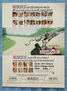 1967 ORIGINAL VINTAGE Grand Prix movie print ad CINERAMA NY theaters - Picture 1 of 1