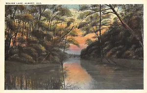 Albany Alabama ~ Bibersee ~ Sonnenuntergang & Bäume spiegeln sich im Wasser ~ Postkarte von 1928 - Bild 1 von 2