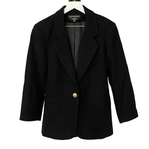 Vintage Braebrook 100% Wool Blazer Black Women’s Size 14P - Picture 1 of 11