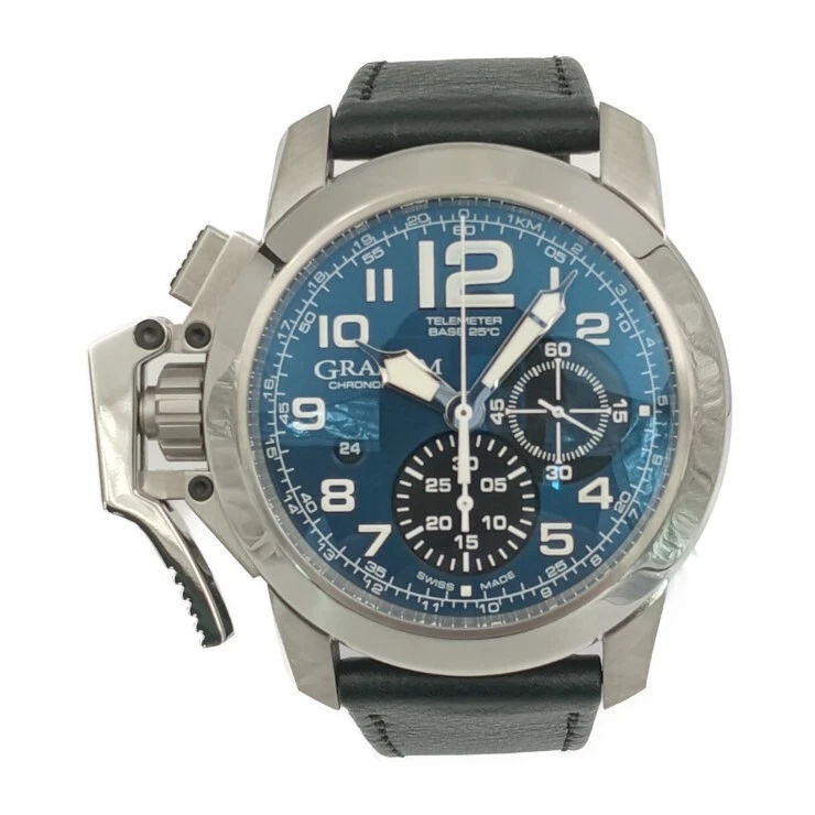 Reloj GRAHAM Chronofighter Gran Tamaño 2CCAS.U01A Plateado Azul Esfera SS Para hombres Fecha Foto 1 de 4
