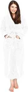 Women Fleece Hooded Bathrobe - Plush Long Robe in Lot NY Threads - Picture 1 of 102