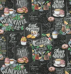 3er Set Baumwolle Küchentücher Waffel-Piqué 45x70cm Chalkboard Kreidetafel Optik - Bild 1 von 3