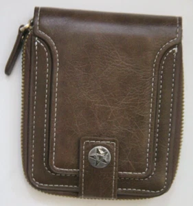 Neue braune Leder-Geldbörse ohne Marke Druckknopf Reißverschluss Geldfaltschachtel Kreditkartenfächer BB709 - Bild 1 von 5