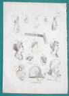 HEADGEAR of Kings Queens Emperors Egypt Syria - 1804 Antique Print