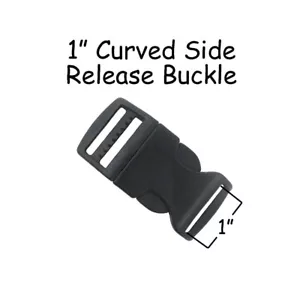 1 Inch Buckles Black Plastic Curved Side Release Buckle Dog Collar Hardware - Picture 1 of 2