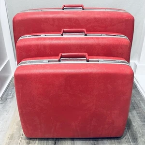 VTG Set 3 Pink Samsonite Royal Traveller Medalist Suitcases Luggage Marbled Pink - Picture 1 of 12