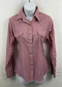 Camisa occidental vintage Wrangler rosa guinga para mujer - broches de presión de perlas - talla 34 - Imagen 1 de 7