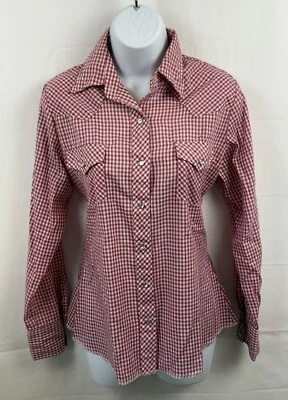 Camisa occidental vintage Wrangler rosa guinga para mujer - broches de presión de perlas - talla 34 Foto 1 de 4