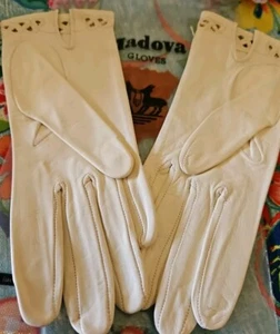 Madova VTG Cream Leather Gloves - Firenze Italy unlined - Womens SIZE 6 Small - Picture 1 of 9