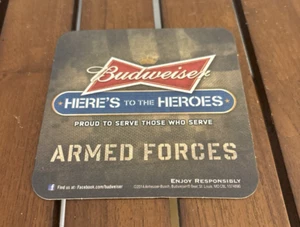 2014 Budweiser Beer Coasters Here's to the Heroes Armed Forces Anheuser-Busch 82 - Picture 1 of 2