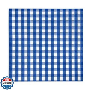 Gift Boutique 100 Dark Blue and White Gingham Cocktail Napkins Disposable Pap - Picture 1 of 5