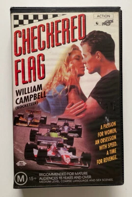 Checkered Flag [VHS] Premiere / Roadshow Video Ex-Rental Tape Clamshell 1990 - Image 1 of 4