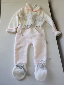 VTG Petit Jouet Baby Girl Romper Easter Bunnies Bunny Rabbit Pink Sweater Outfit - Picture 1 of 5