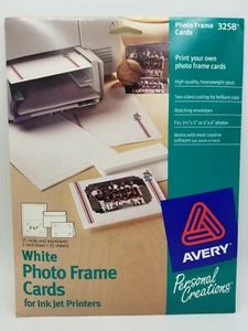 AVERY 3258 15 CT WHITE CARDS INVITATIONS + ENVELOPES INK JET PRINTER PHOTO FRAME - Picture 1 of 3