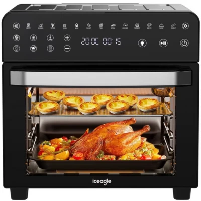 ICEAGLE Heißluftfritteuse 1502D Heißluftfritteuse15L Airfryer XXL Grill Digitaler Disply
