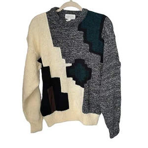 Chapel Hill Sweater Sz L Pullover Knit Crewneck Colorful Geometric Abstract VTG - Picture 1 of 6