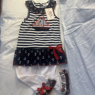 Ann Loren Little Girl's Sleeveless Nautical/Sailor Top & Capri Set-Size-6 - Image 1 of 4