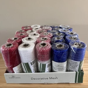 Floral Garden Deco Mesh Lot 30 Rolls Red White Blue Wreath Craft Supplies NEW - Picture 1 of 5