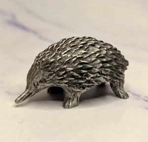 Tin Pewter Hedgehog Figurine Miniature Silver Tabletop - Picture 1 of 5