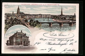 Lithographie Frankfurt / Main, Opernhaus, Gesamtansicht 1898 - Picture 1 of 2
