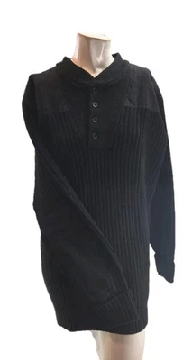 LL Bean Men's Sweater XXL Tall Black Wool Commando Knit Ribbed - Image 1 of 4