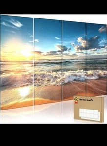 8 Pezzi Evenreach Art Pannelli Acustici Pannelli Parete Insonorizzati,48”X32”, Spiaggia *NUOVO* - Foto 1 di 7