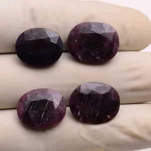 4 Pcs Natural Ruby 16mm-18mm Oval Faceted Cut Untreated Huge Loose Gemstones Lot - Picture 1 of 5