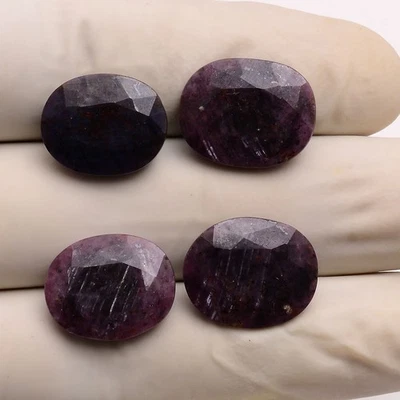 4 Pcs Natural Ruby 16mm-18mm Oval Faceted Cut Untreated Huge Loose Gemstones Lot - Image 1 of 4