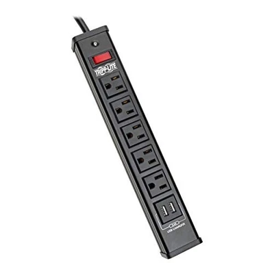 Tripp Lite Surge Protector Power Strip 5-Outlet 2 USB Charging Ports 6ft Cord - Image 1 of 4