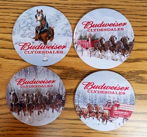 Budweiser Clydesdales Getränk Untersetzer - Rund - Kork Rückseite 4er Set - Bild 1 von 10