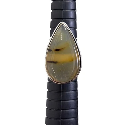 Anillo de plata esterlina 925 lágrima ágata piedras preciosas tamaño 6,5 - 7 joyas llamativas Foto 1 de 4