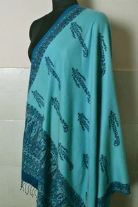 ARTISTIC BLOCK PRINT~SILK CASHMERE PASHMINA SHAWL~YOUTH STOLE~16 DESIGNS CHOICE - Picture 1 of 10
