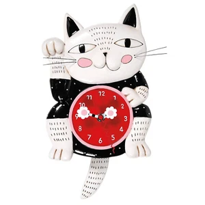 Allen Designs 6014456 Lucky Cat Pendulum Wall Clock 7.87" - Picture 1 of 1