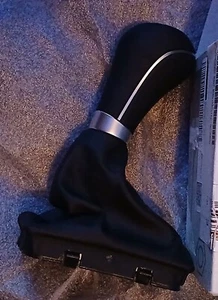 Mercedes-Benz OEM SL Class R230 Black Leather Chrome Trim Shift Knob Push Start - Picture 1 of 3