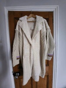 Anthropologie Free People Stunning Knitted And Faux Sheerling Coat! Rrp £248 - Picture 1 of 11