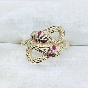 14 Karat Gelbgold Ring Schlange Rubin Augen Bandgröße 6,5 - Bild 1 von 9