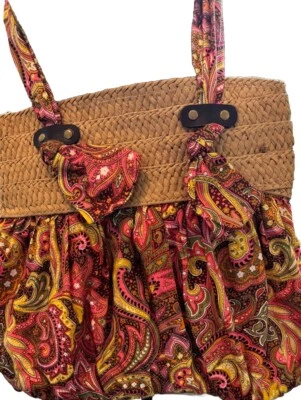 Bohemian Purse  Fabric Shoulder Straps Multicolor Boho Hip Paisley - Image 1 of 4