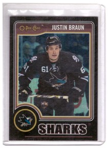 Justin Braun 2014-15 O-Pee-Chee Black Rainbow Parallel Card #223 /100